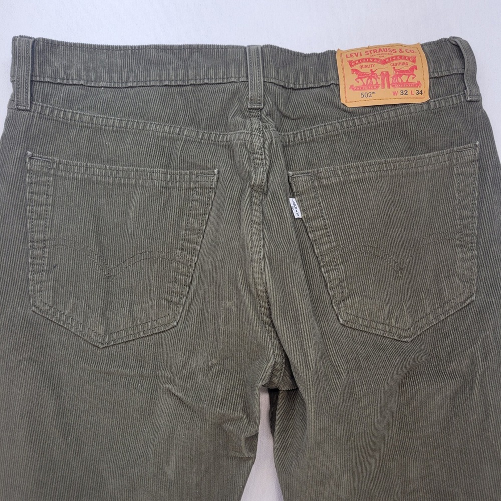 Levi's 502 Regular Tapered Corduroy Pants Mens 32x34 Olive Green Stretch - Picture 4 of 12